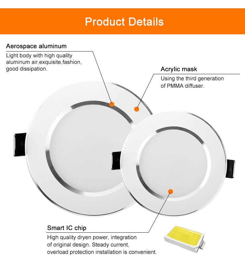 LED Downlight 10Pcs 3W 5W 7W 9W 12W 15W Recessed Round LED Ceiling Light Lamp 220V 240V Indoor Lighting Warm White Cold White