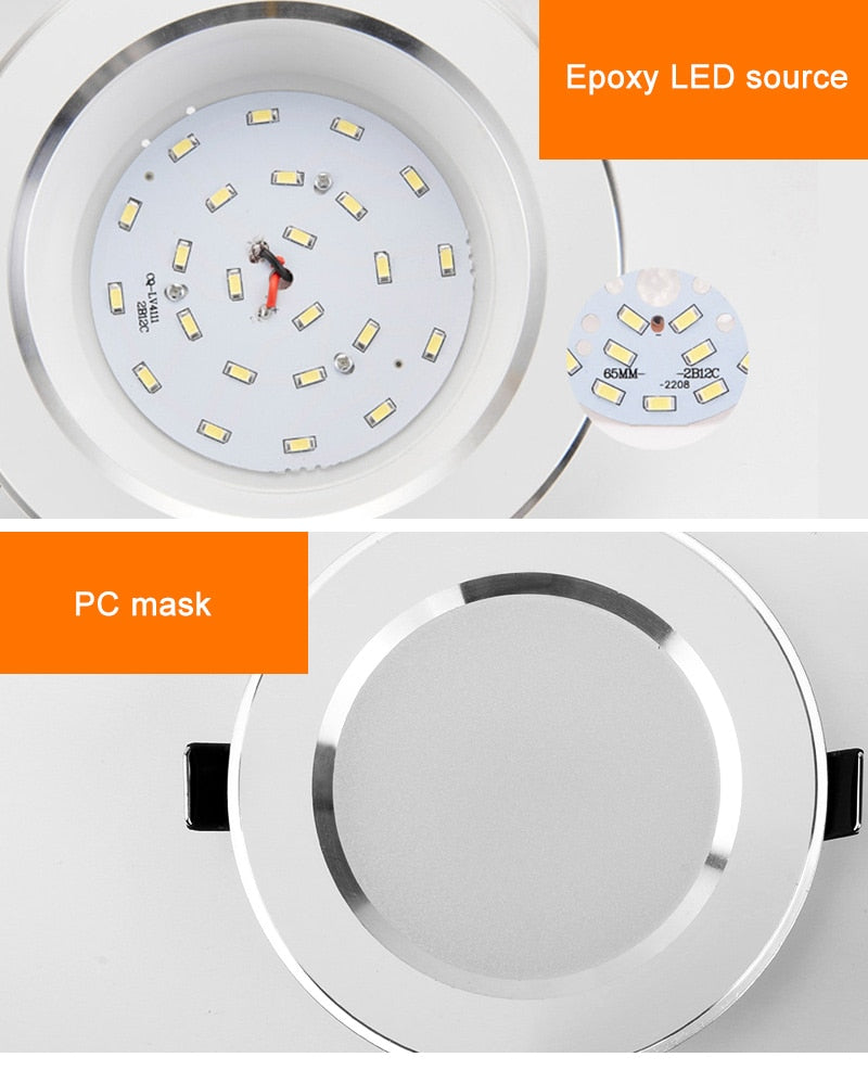 LED Downlight 10Pcs 3W 5W 7W 9W 12W 15W Recessed Round LED Ceiling Light Lamp 220V 240V Indoor Lighting Warm White Cold White