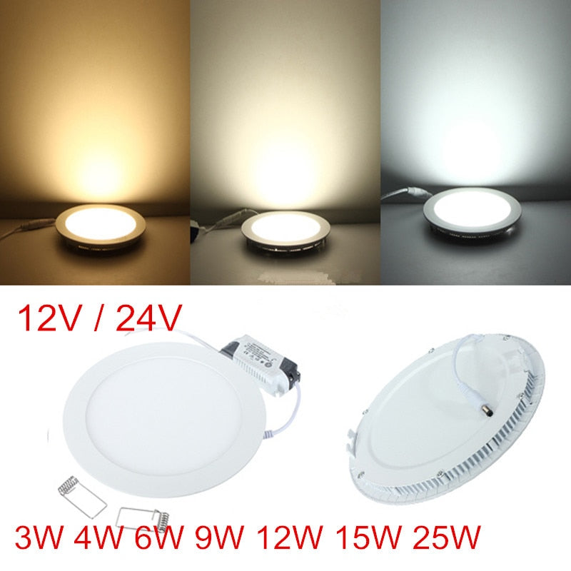 Ultra thin AC/DC 12V 24V led downlight 3W 4W 6W 9W 12W 15W 25W round led ceiling recessed decoration house