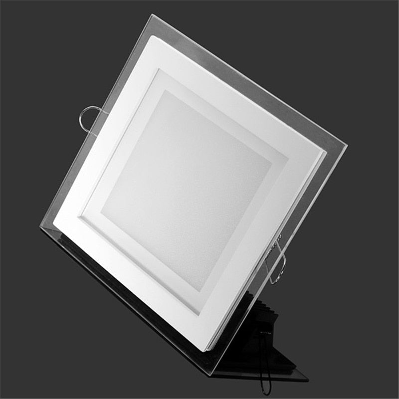 LED Panel Downlight 6W 9W 12W 18W 24W Square Glass Panel Lights Ceiling Recessed Lamps LED Spot Light AC85-265V With adapter
