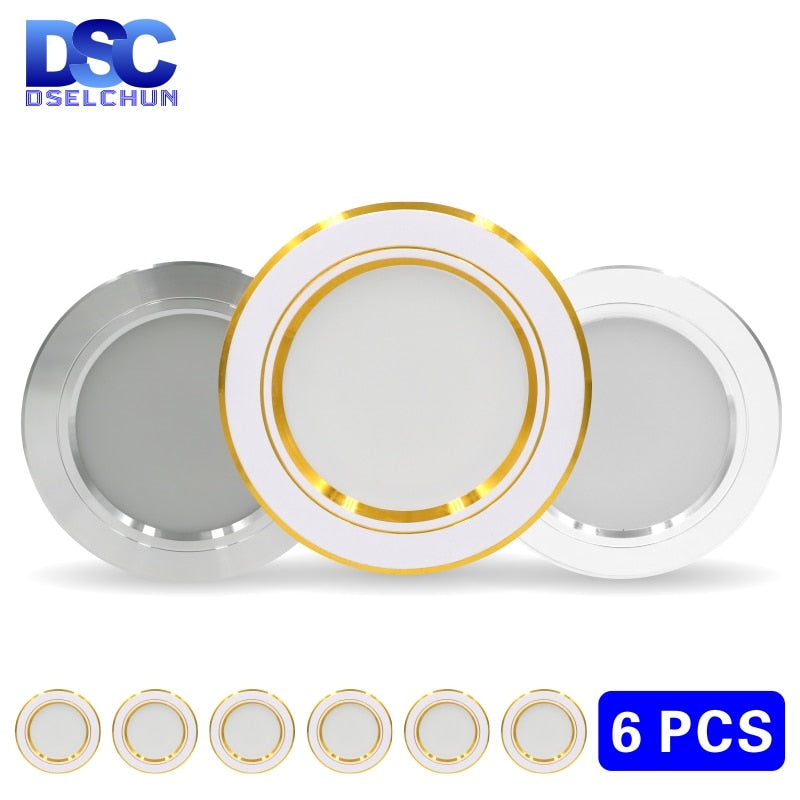 Led Downlight 6pcs/lot 220v Ceiling Light 5W 9W 12W Recessed Down light Round Led Panel Light 15W 18W Spotlight Indoor Lighting