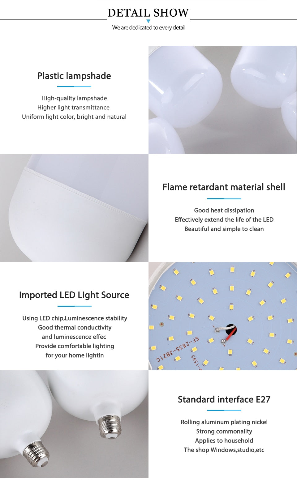 KARWEN Lampada LED Bulb E27 No Flicker LED Lamp 5W 10W 15W 20W 30W Bomlillas LED Ampoule Blub 220V For Indoor Home Table Lamp
