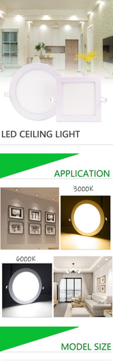 LED Ultra thin Downlight lamp 24W 18W 12W 9W 6W 3W AC110V 220V led ceiling recessed grid downlight slim round square panel light