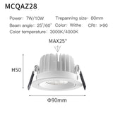 MR.XRZ 7W 10W Recessed Round COB Led Downlights Adjustable Anti Dazzle Ceiling Spot Lights Lamp For Indoor Bedroom