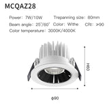 MR.XRZ 7W 10W Recessed Round COB Led Downlights Adjustable Anti Dazzle Ceiling Spot Lights Lamp For Indoor Bedroom