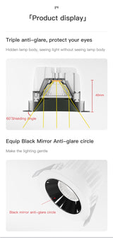 MR.XRZ 7W 10W Recessed Round COB Led Downlights Adjustable Anti Dazzle Ceiling Spot Lights Lamp For Indoor Bedroom