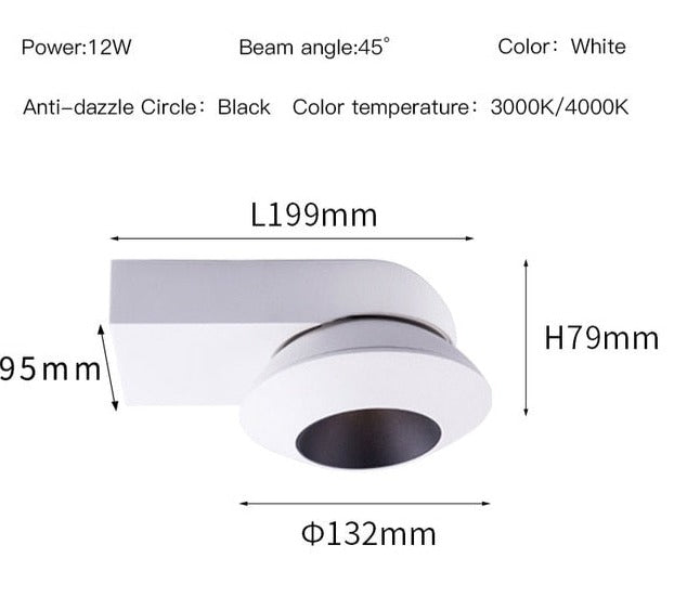 12W Adjustable COB Led Downlights Surface Mounted Flexible Ceiling Spots Lights Nordic Lamps For Home Indoor Study Room