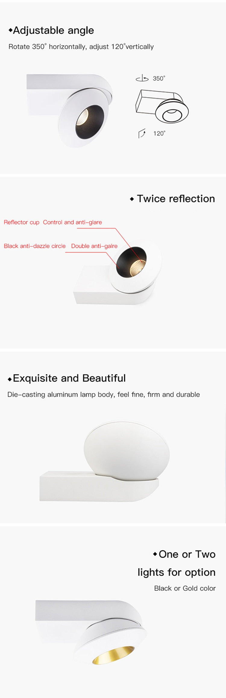 12W Adjustable COB Led Downlights Surface Mounted Flexible Ceiling Spots Lights Nordic Lamps For Home Indoor Study Room