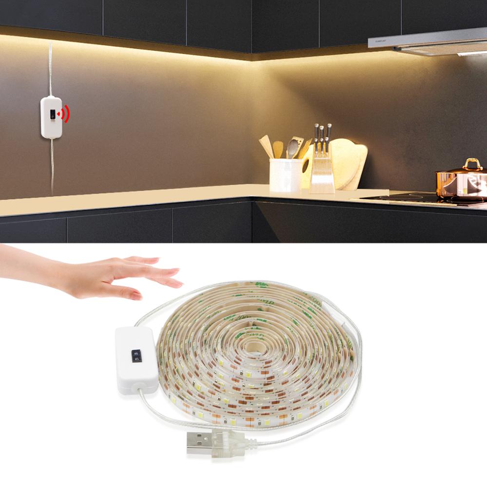 Motion Sensor LED Under Cabinet Light USB Led Strips Flexible PIR Night Light Smart LED Lamp Kitchen Bedroom downlights Lighting