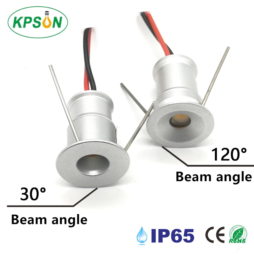 LED Spotlight 12V 1W Recessed Ceiling Light Kitchen Stairs Closet Lamp Hallway Showcase Light Cabinet Downlight IP65 with Driver