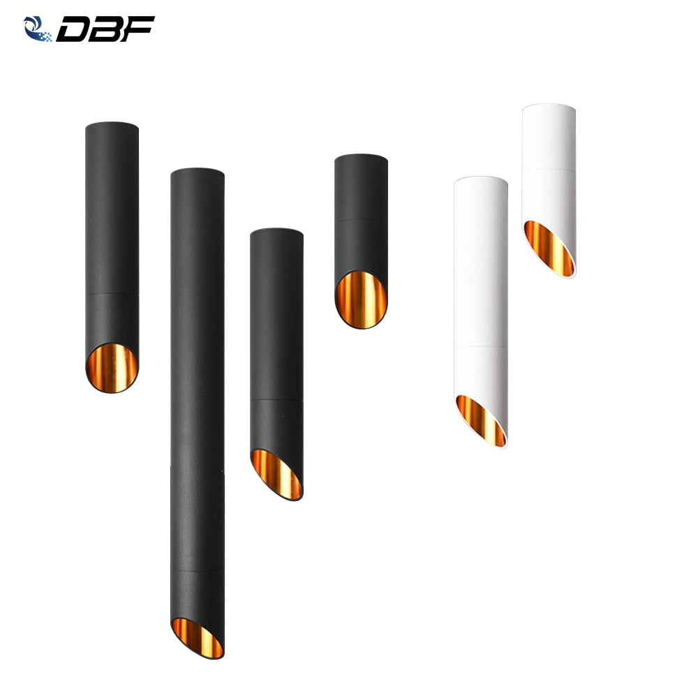 DBF Black/White Long Tube Wire Hanging COB Ceiling LED Spot Light Dimmable 7W 3000K/4000K/6000K Surface Mounted Downlight AC220