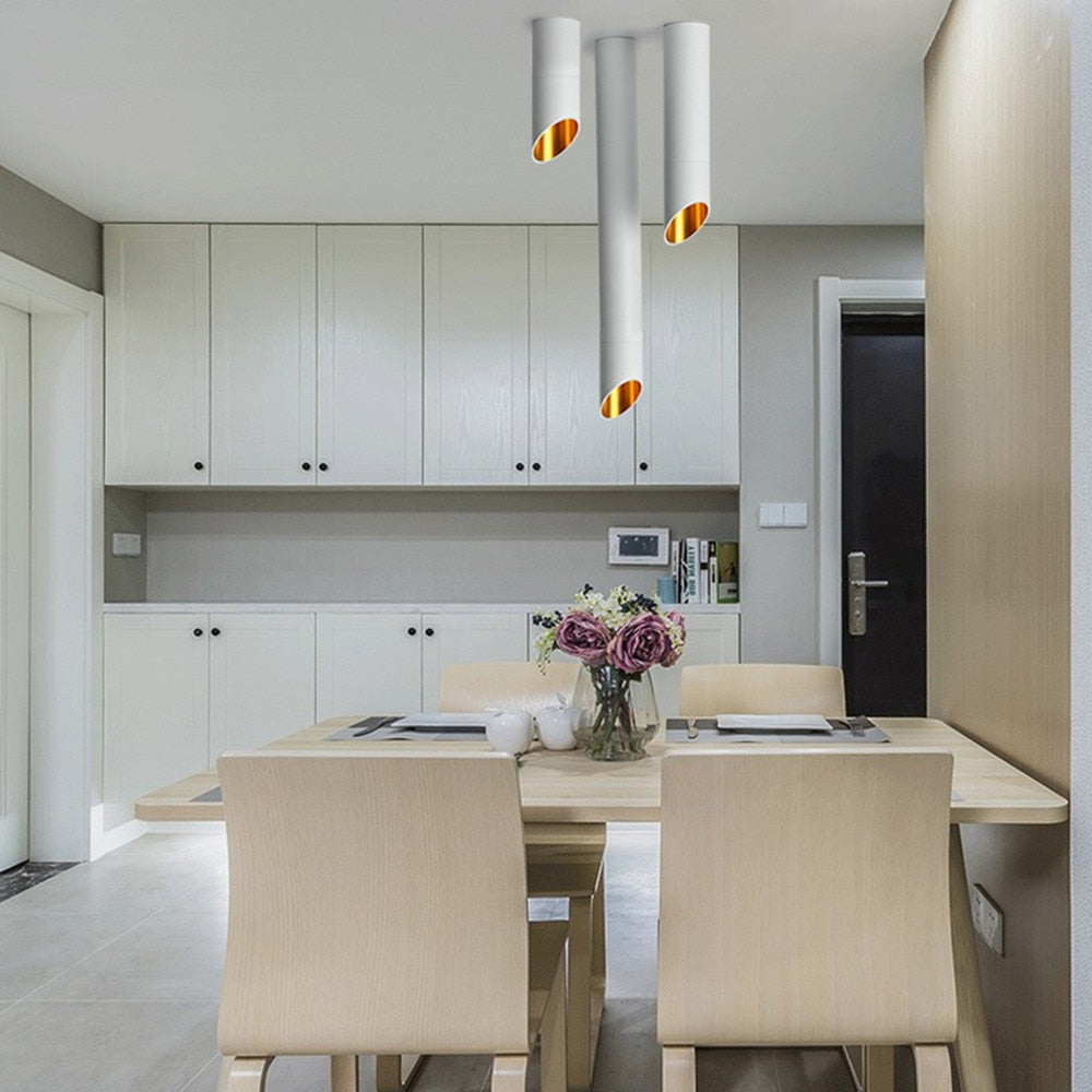 DBF Black/White Long Tube Wire Hanging COB Ceiling LED Spot Light Dimmable 7W 3000K/4000K/6000K Surface Mounted Downlight AC220