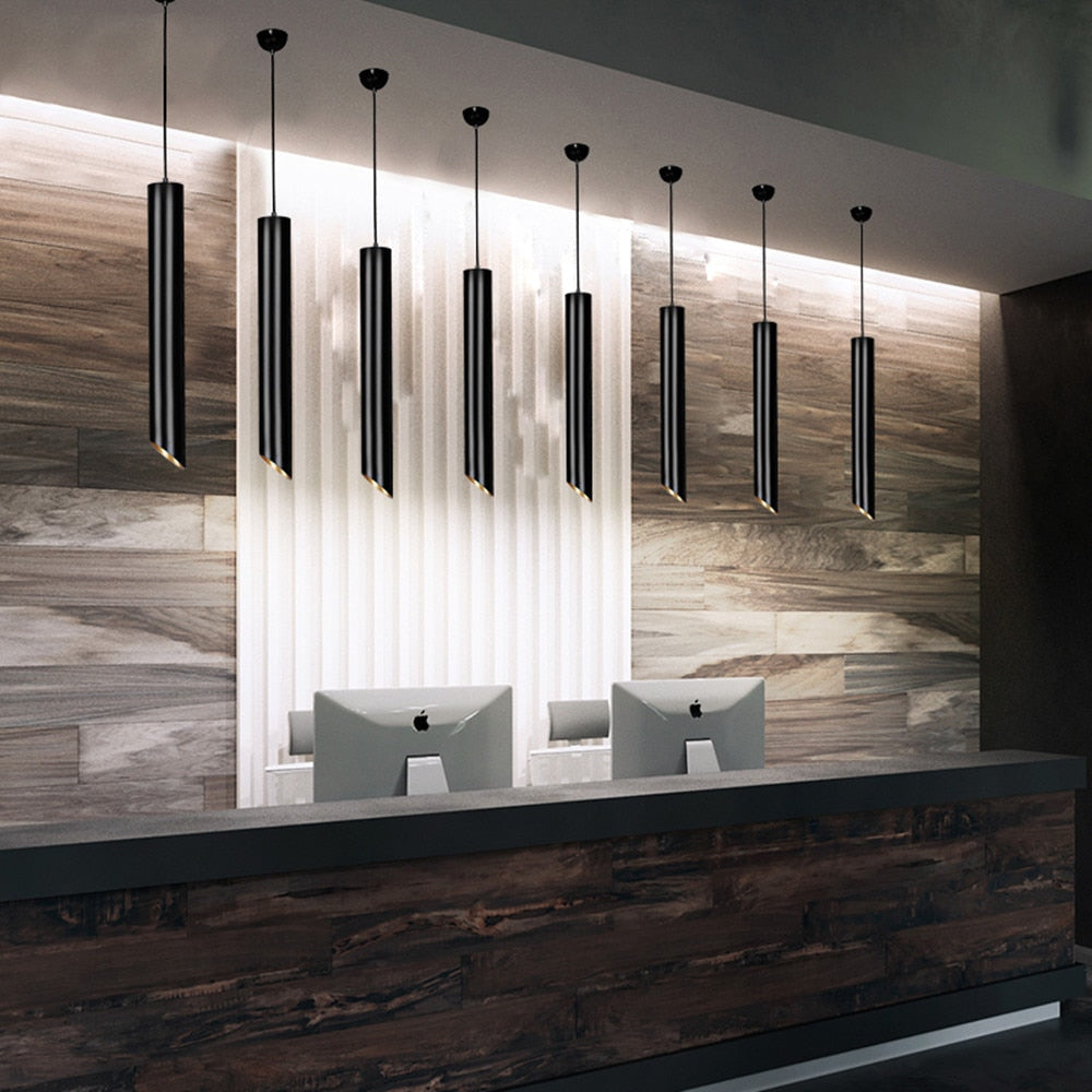 DBF Black/White Long Tube Wire Hanging COB Ceiling LED Spot Light Dimmable 7W 3000K/4000K/6000K Surface Mounted Downlight AC220