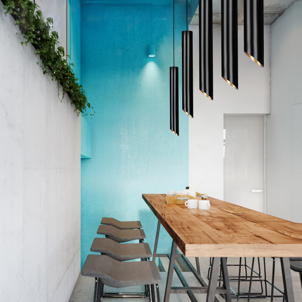 DBF Black/White Long Tube Wire Hanging COB Ceiling LED Spot Light Dimmable 7W 3000K/4000K/6000K Surface Mounted Downlight AC220