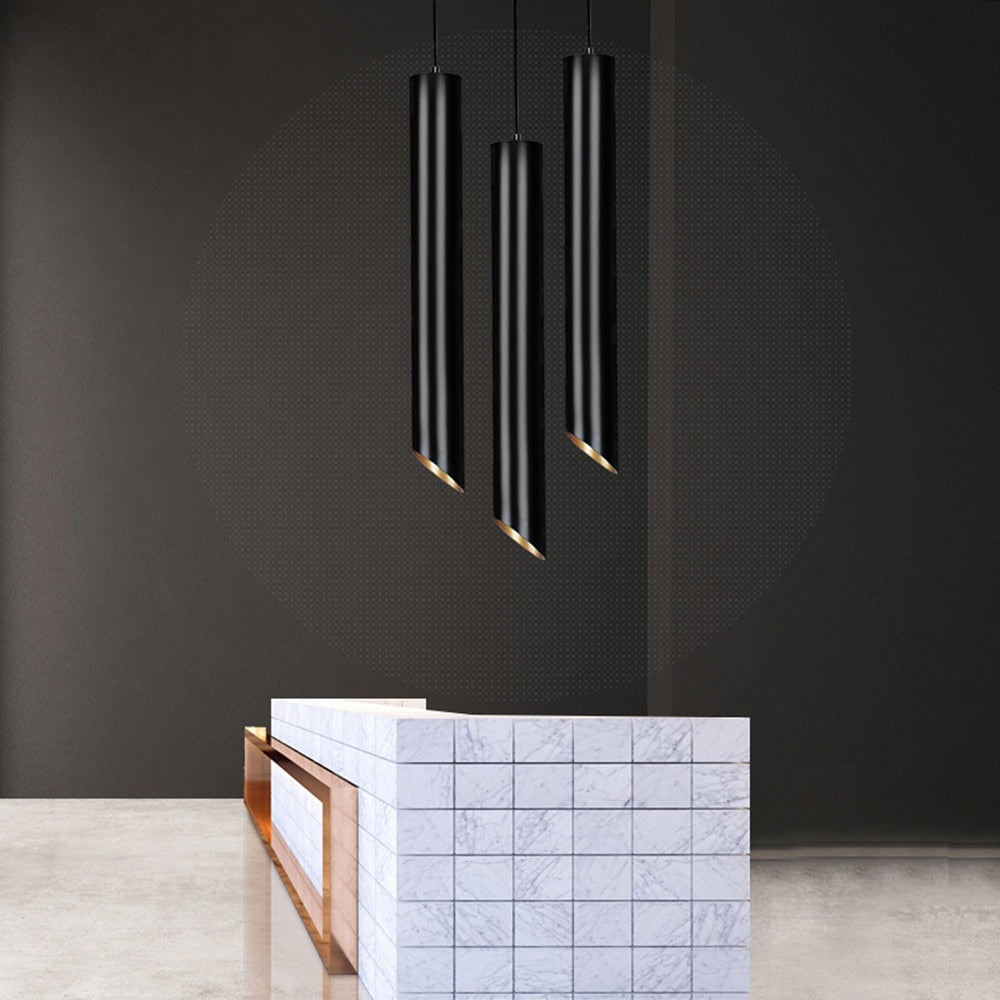 DBF Black/White Long Tube Wire Hanging COB Ceiling LED Spot Light Dimmable 7W 3000K/4000K/6000K Surface Mounted Downlight AC220