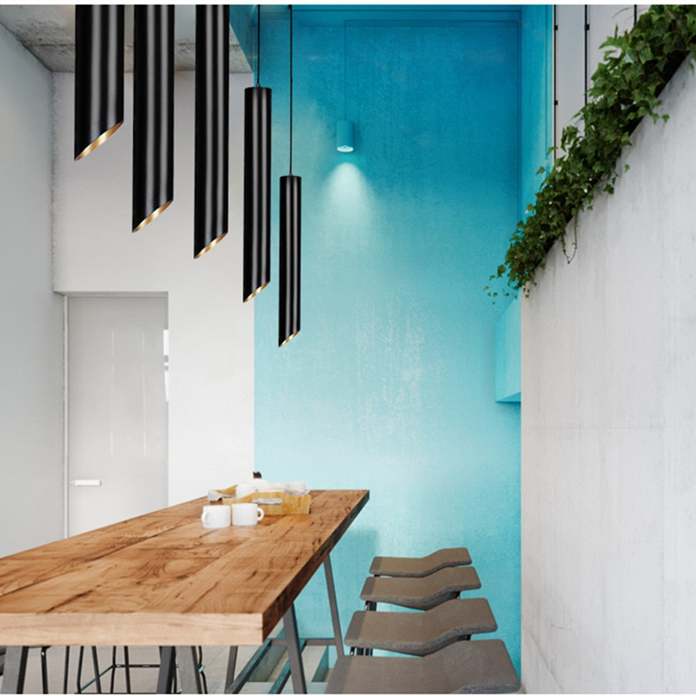 DBF Black/White Long Tube Wire Hanging COB Ceiling LED Spot Light Dimmable 7W 3000K/4000K/6000K Surface Mounted Downlight AC220