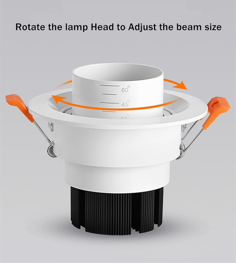 Retractable Led Downlight 15W 10W Recessed Round LED Ceiling Lamp AC 220V 110V For Bedroom Kitchen Indoor LED Spot Lighting