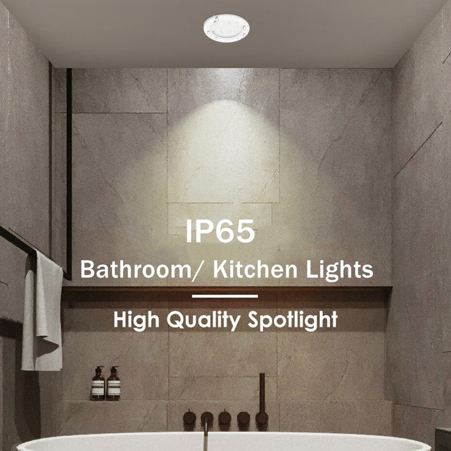 Waterproof LED Downlight 5W 12W 15W IP65 Waterproof Recessed lamp Spot Light AC220V 110V Outdoor Bathroom LED Spot Lighting