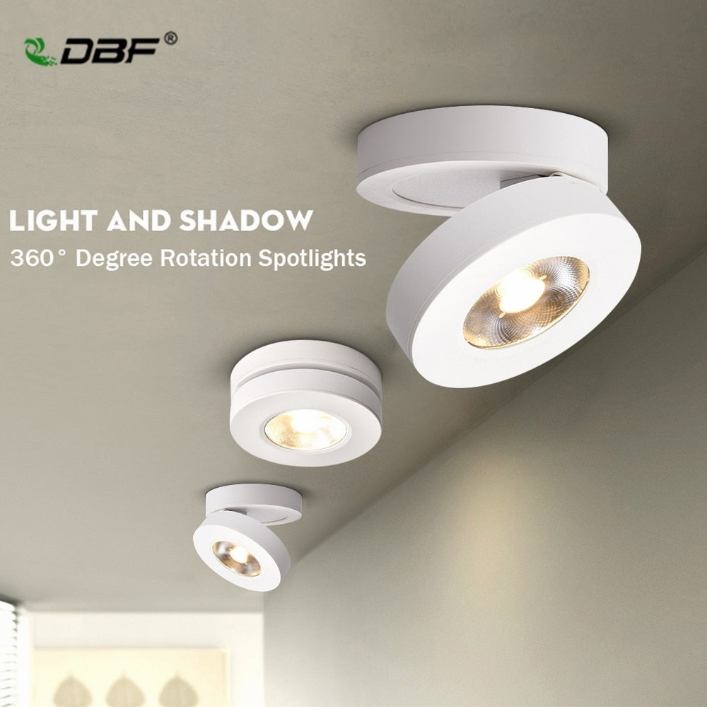 DBF Super thin Foldable Surface Mounted LED Downlight 3W 5W 7W LED Bulb 360 Degree Rotatable 3000K/4000K/6000K LED Spot Light