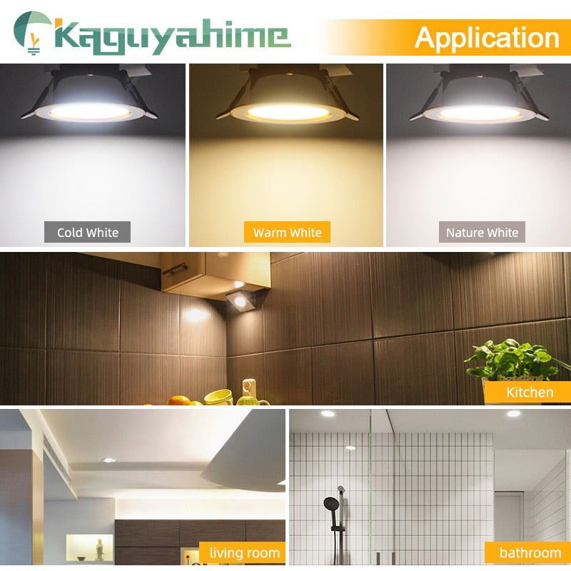Kaguyahime LED Downlight 3000k 4500K 6000K Round Spot Light 5w 3w Indoor Recessed Lamp AC 220V Gold Silver Surface LED Spotlight