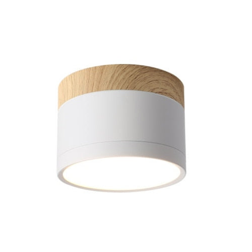 LED Downlight Dimmable 5W 9W 12W Led Surface Mounted Ceiling Downlight Nordic Iron+wood Spot light for indoor Foyer,Living Room