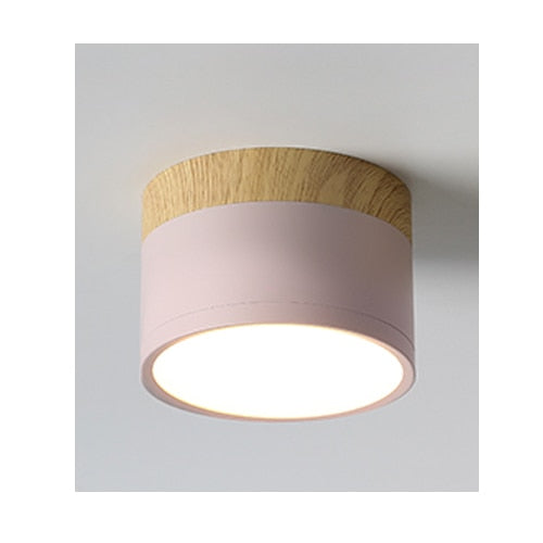 LED Downlight Dimmable 5W 9W 12W Led Surface Mounted Ceiling Downlight Nordic Iron+wood Spot light for indoor Foyer,Living Room