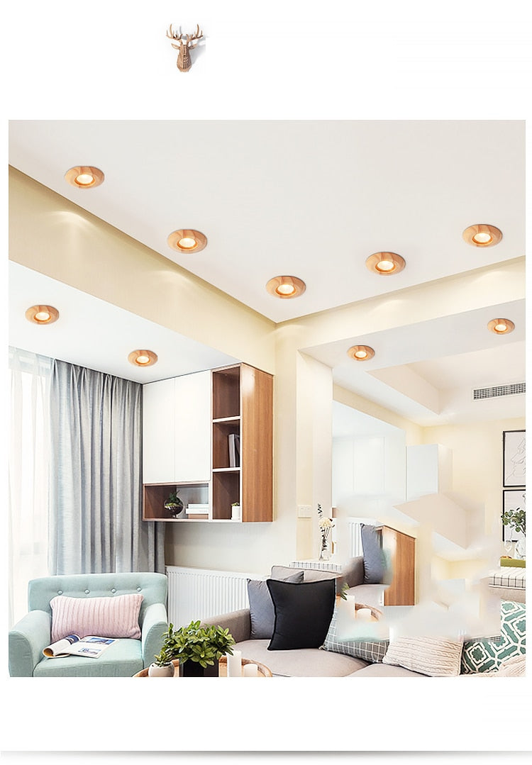LED Cob 5W/7W Wooden Downlight Nordic Modern Indoor Lamp Aisle Living Room Bedroom Hotel Corridor Ceiling Lamp AC85-265V