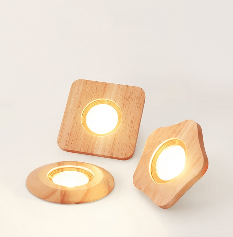 LED Cob 5W/7W Wooden Downlight Nordic Modern Indoor Lamp Aisle Living Room Bedroom Hotel Corridor Ceiling Lamp AC85-265V