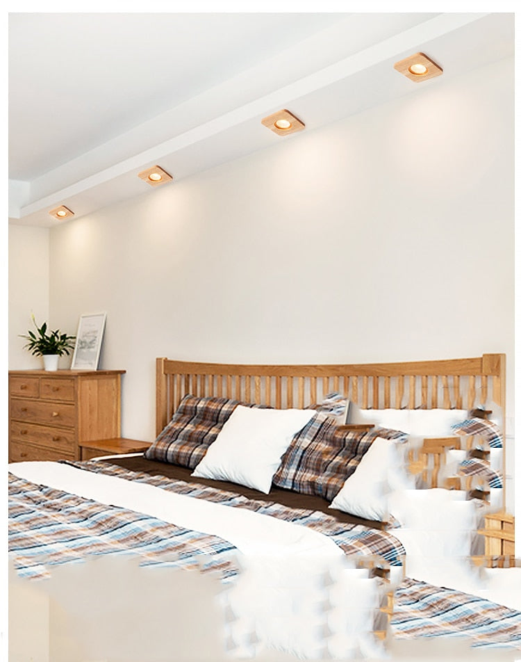 LED Cob 5W/7W Wooden Downlight Nordic Modern Indoor Lamp Aisle Living Room Bedroom Hotel Corridor Ceiling Lamp AC85-265V