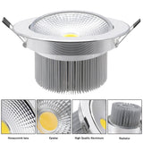DBF Silver Body Round Dimmable LED Recessed Downlight 7W 9W 12W 15W 18W COB Ceiling Spot Light with LED Driver Indoor Lighting