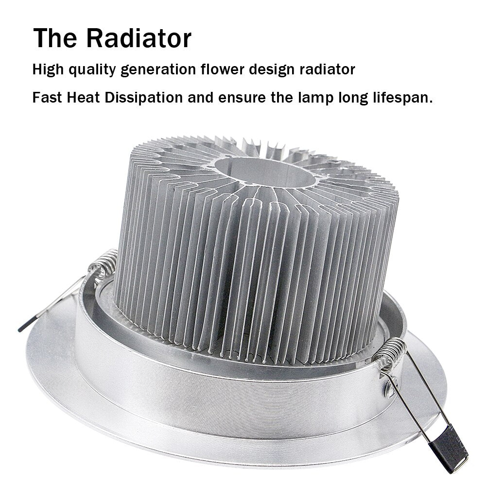 DBF Silver Body Round Dimmable LED Recessed Downlight 7W 9W 12W 15W 18W COB Ceiling Spot Light with LED Driver Indoor Lighting