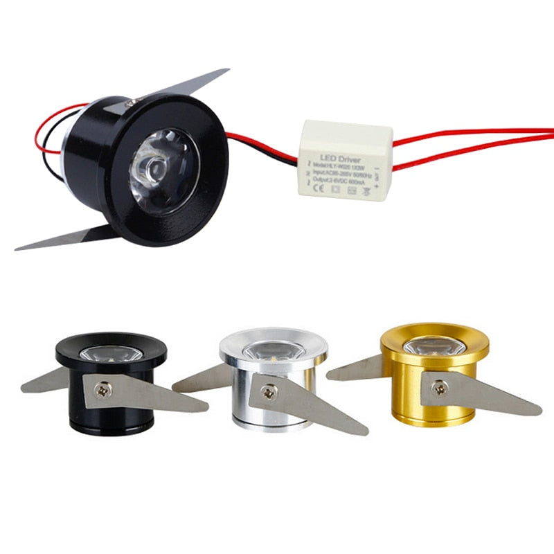 Silvery/Black/Golden Mini LED Downlights 1W 3W 100V-240V 12V embedded Jewelry Display Ceiling Recessed Cabinet Spot Lamp