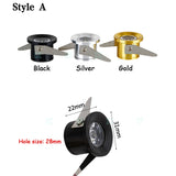 Silvery/Black/Golden Mini LED Downlights 1W 3W 100V-240V 12V embedded Jewelry Display Ceiling Recessed Cabinet Spot Lamp