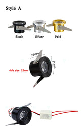 Silvery/Black/Golden Mini LED Downlights 1W 3W 100V-240V 12V embedded Jewelry Display Ceiling Recessed Cabinet Spot Lamp