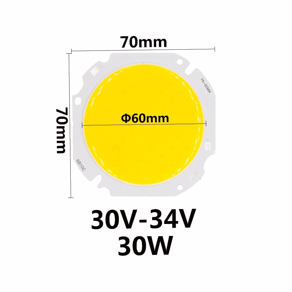 High Power LED Big Round COB 30W 50W Light Beads 30-34V 60MM LED Lamp Bead LED Bulb Chip Spot Light Downlight Diode Lamps