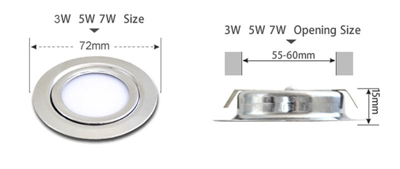 Slim LED Ceiling Downlight Mini Recessed 3W 5W 7W DC12V 14mm Lighting 2inch Hole Cut Embedded Lamp Home Hotel Display  Lights