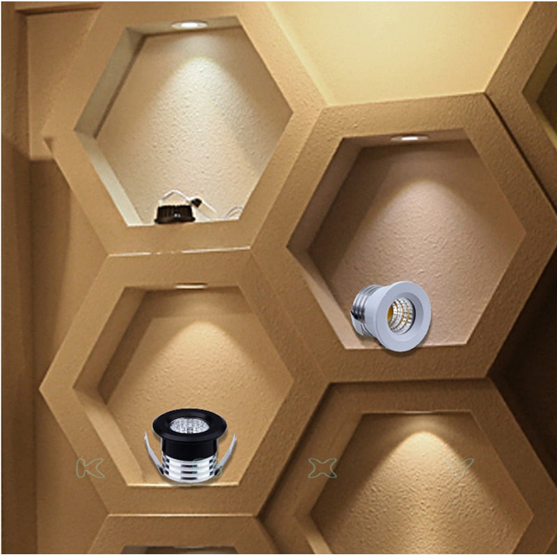 Silvery/Black/White/Golden Mini LED Downlights 3W 100V-240V Jewelry Display Ceiling Recessed Cabinet Spot Lamp