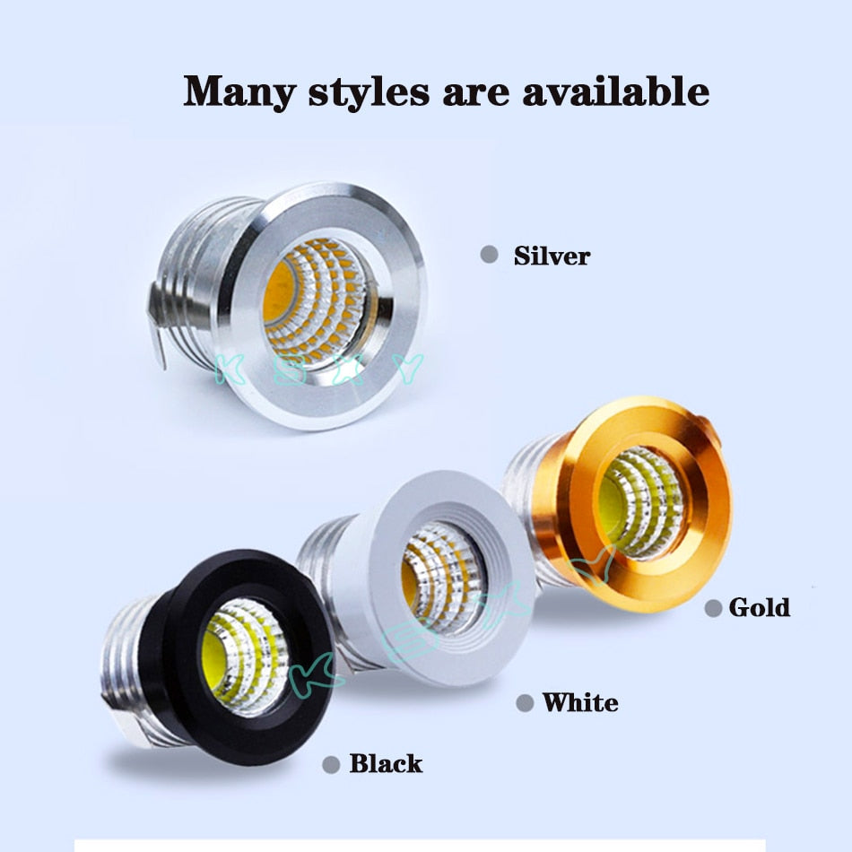 Silvery/Black/White/Golden Mini LED Downlights 3W 100V-240V Jewelry Display Ceiling Recessed Cabinet Spot Lamp
