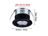 Silvery/Black/White/Golden Mini LED Downlights 3W 100V-240V Jewelry Display Ceiling Recessed Cabinet Spot Lamp