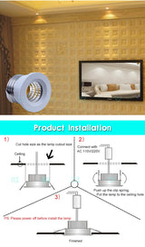 Silvery/Black/White/Golden Mini LED Downlights 3W 100V-240V Jewelry Display Ceiling Recessed Cabinet Spot Lamp