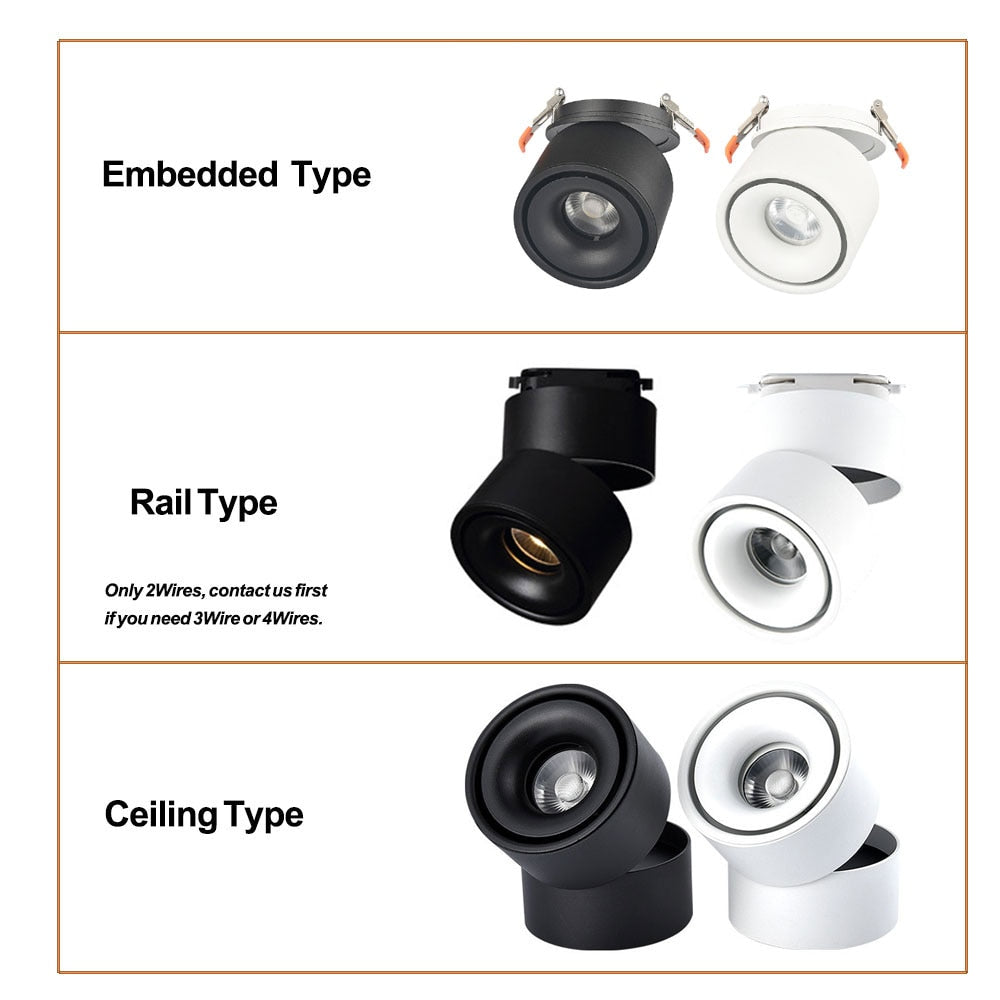 LED Downlight 1Pcs 12W Rail Track Fixture COB 10W Surface Mounted Downlight 7W Ceiling Light For Shop Stores Home Decorating