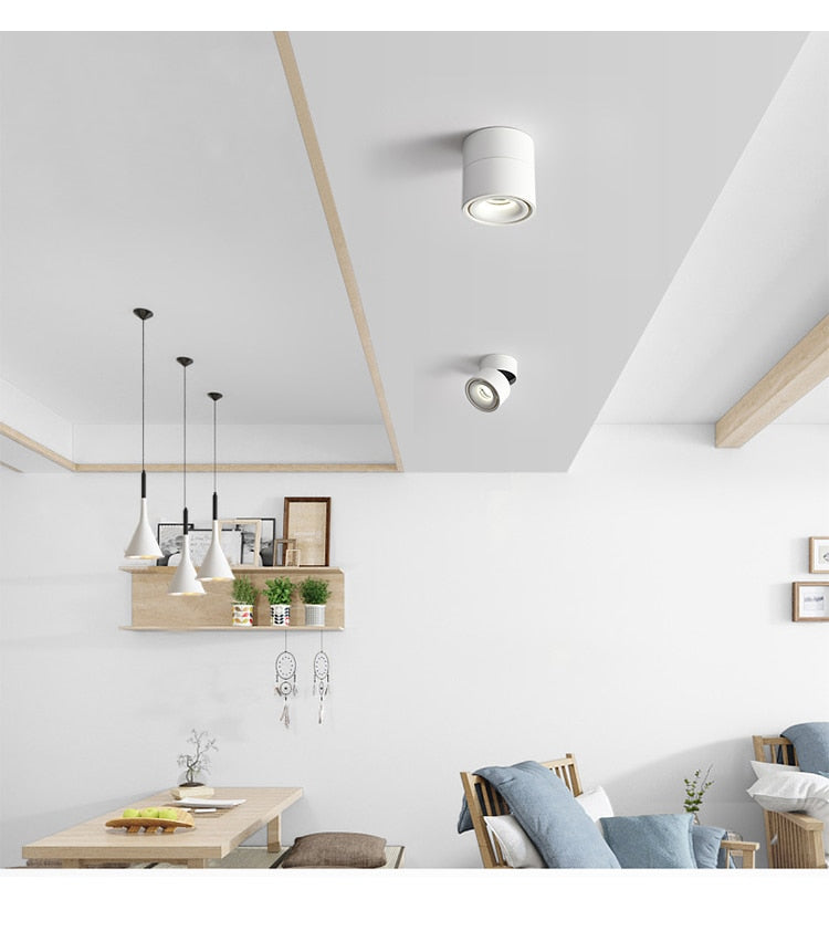 Dimmable folding surface mounted spotlight led living room ceiling ceiling downlight cob adjustable angle clothing store 7W 12W