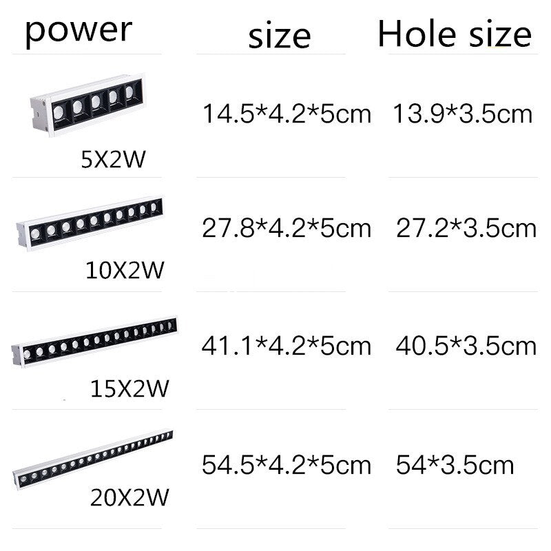 Dimmable LED Downlight Spot Light Line Light Bar Creative Linear Long Strip 10W 20W 30W 40W Living Room Corridor Recessed