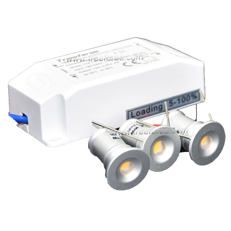 1W Ceiling Spotlights + Triac Dimmable Power Supply LED 15mm Downlight 12V Cabinet Lighting 30/120 DIY Decoration Lamp Kitchen