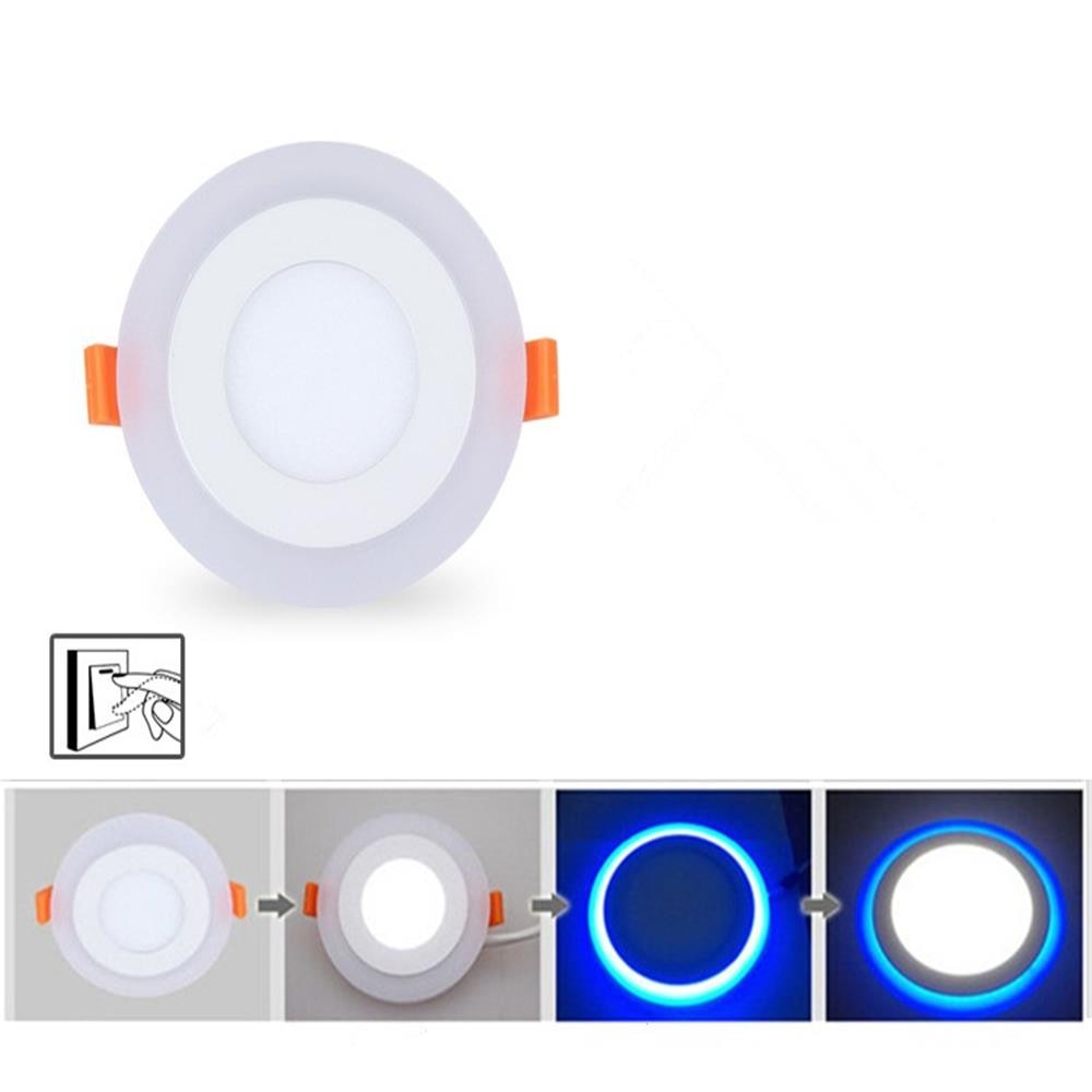 New LED Recessed Downlight Panel Round LED Light 6W 9W Double Color Indoor Living Room Shop Bright Light Ceiling spot led Light