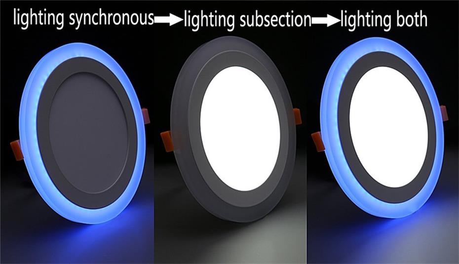 New LED Recessed Downlight Panel Round LED Light 6W 9W Double Color Indoor Living Room Shop Bright Light Ceiling spot led Light