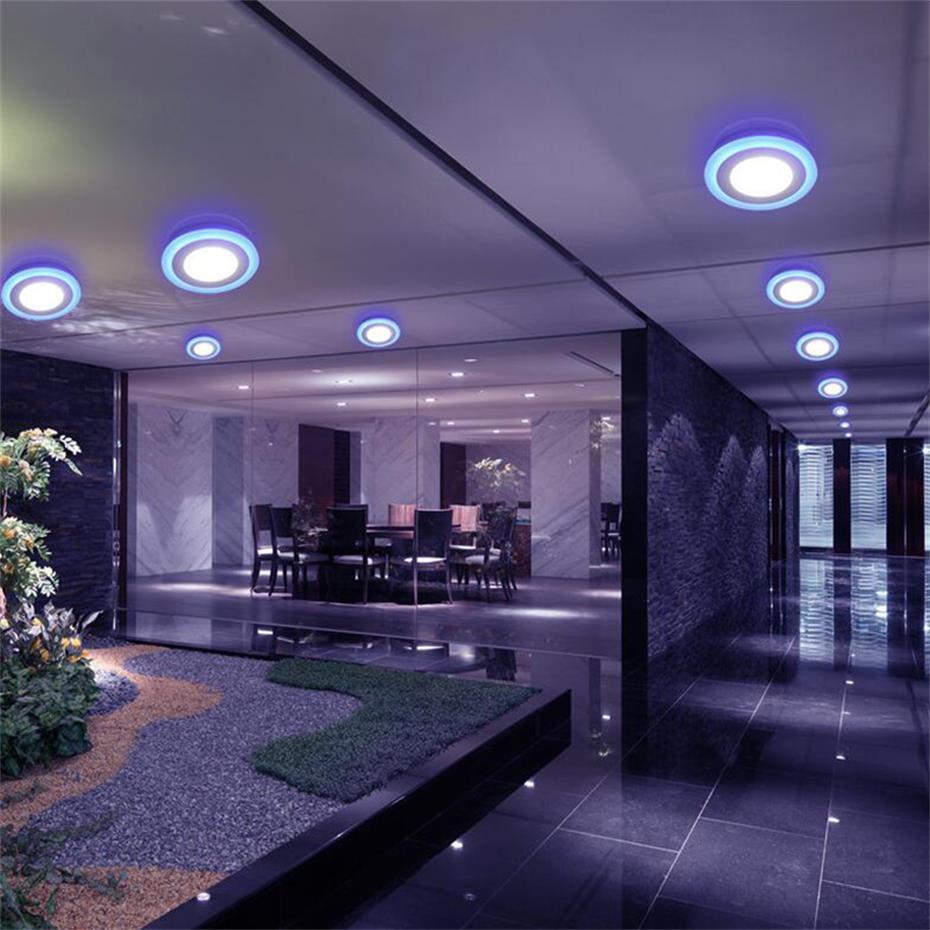 New LED Recessed Downlight Panel Round LED Light 6W 9W Double Color Indoor Living Room Shop Bright Light Ceiling spot led Light