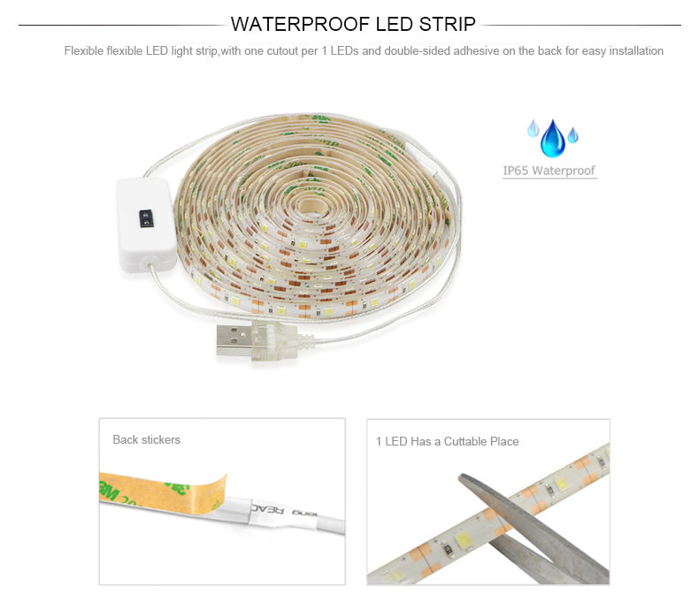 Motion Sensor LED Under Cabinet Light USB Led Strips Flexible PIR Night Light Smart LED Lamp Kitchen Bedroom downlights Lighting