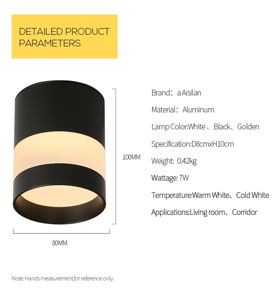 Aisilan LED Downlight Surface mounted ceiling downlight, black, white or golden soft light led spot lights Ceiling Fixtures