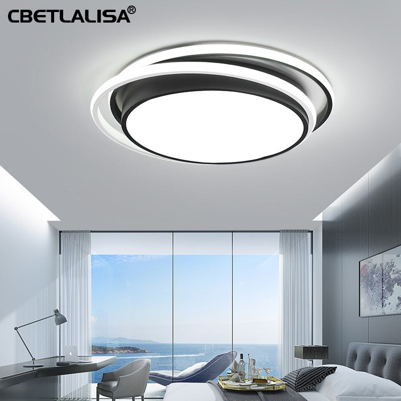 LED ceiling chandeliers for kids, living room, bedroom, kitchen, 28W 36W Black color LED light downlights